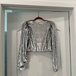 Elegant Silver Sequin Blouse